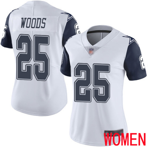 Women Dallas Cowboys Limited White Xavier Woods 25 Rush Vapor Untouchable NFL Jersey
